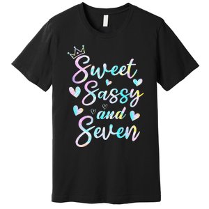 Sweet Sassy And Seven 7th Birthday 7 Years Old Princess Premium T-Shirt