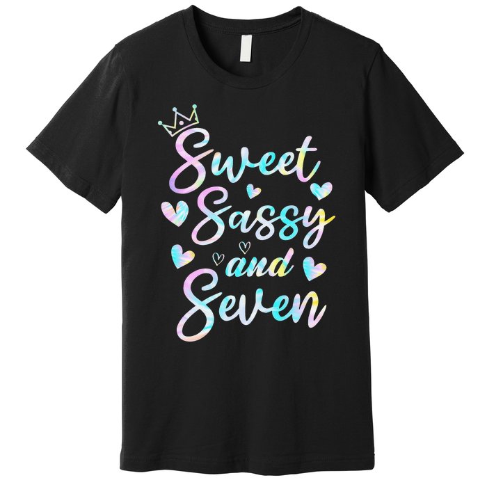 Sweet Sassy And Seven 7th Birthday 7 Years Old Princess Premium T-Shirt