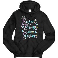 Sweet Sassy And Seven 7th Birthday 7 Years Old Princess Tie Dye Hoodie