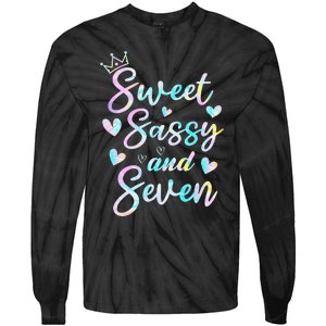 Sweet Sassy And Seven 7th Birthday 7 Years Old Princess Tie-Dye Long Sleeve Shirt