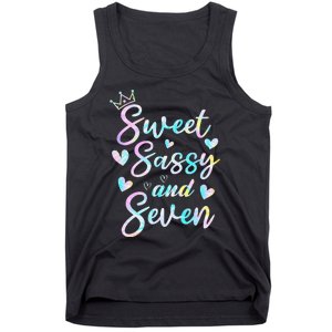 Sweet Sassy And Seven 7th Birthday 7 Years Old Princess Tank Top