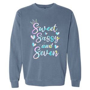 Sweet Sassy And Seven 7th Birthday 7 Years Old Princess Garment-Dyed Sweatshirt