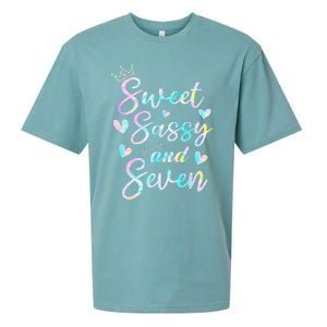 Sweet Sassy And Seven 7th Birthday 7 Years Old Princess Sueded Cloud Jersey T-Shirt