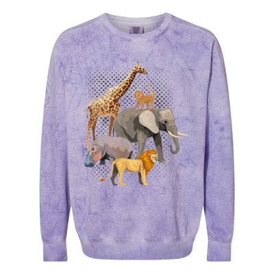 Safari Squad African Safari Animals Funny Zoo Animal Lovers Colorblast Crewneck Sweatshirt