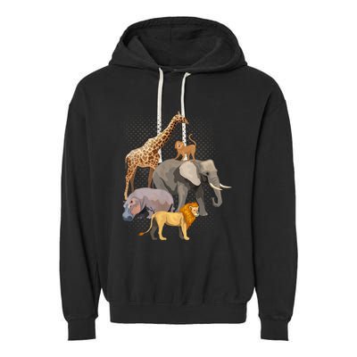 Safari Squad African Safari Animals Funny Zoo Animal Lovers Garment-Dyed Fleece Hoodie