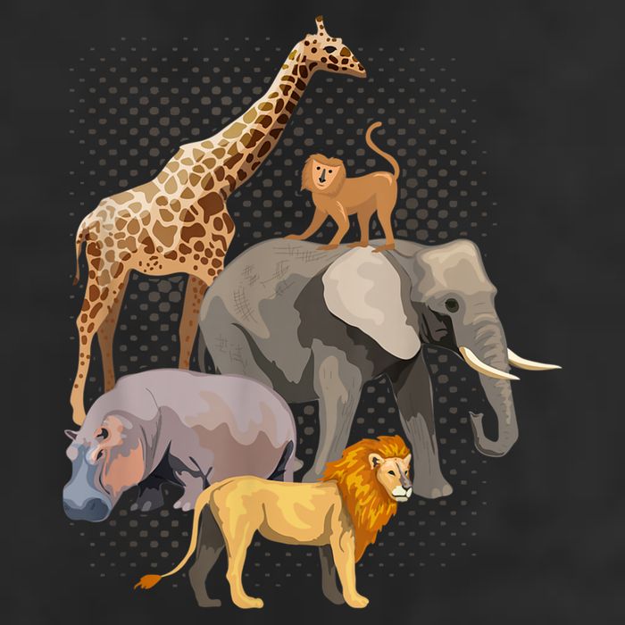 Safari Squad African Safari Animals Funny Zoo Animal Lovers 7 Panel Mesh Trucker Snapback Hat