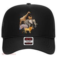 Safari Squad African Safari Animals Funny Zoo Animal Lovers High Crown Mesh Back Trucker Hat