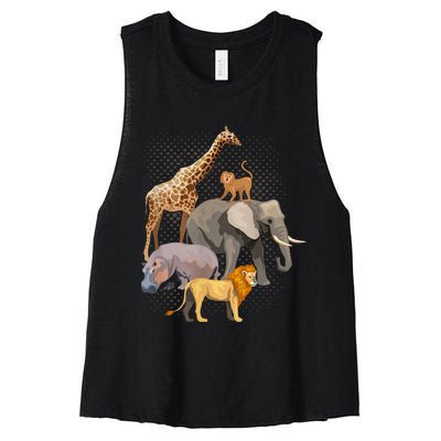 Safari Squad African Safari Animals Funny Zoo Animal Lovers Women's Racerback Cropped Tank