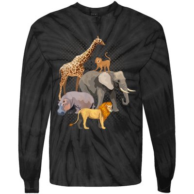 Safari Squad African Safari Animals Funny Zoo Animal Lovers Tie-Dye Long Sleeve Shirt