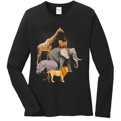 Safari Squad African Safari Animals Funny Zoo Animal Lovers Ladies Long Sleeve Shirt