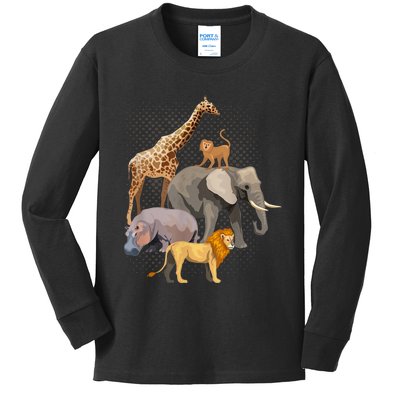 Safari Squad African Safari Animals Funny Zoo Animal Lovers Kids Long Sleeve Shirt