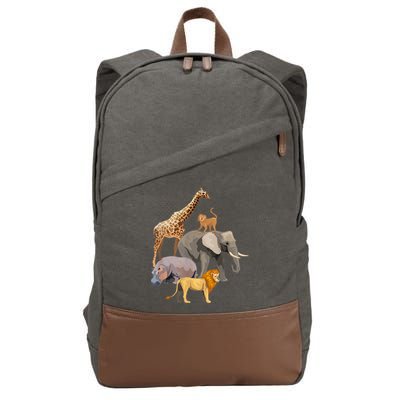 Safari Squad African Safari Animals Funny Zoo Animal Lovers Cotton Canvas Backpack