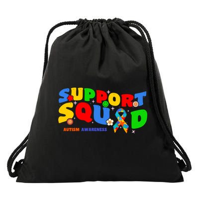 Support Squad Autism Awareness Ribbon Family Cute Gift Drawstring Bag