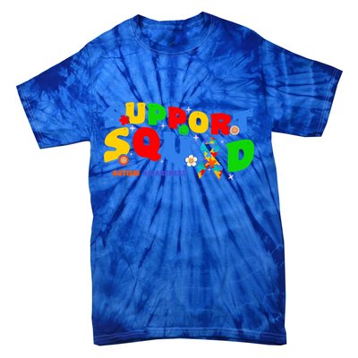 Support Squad Autism Awareness Ribbon Family Cute Gift Tie-Dye T-Shirt