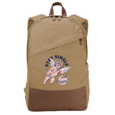 Stay Single And Happy Anti Valentines Day Cupid Cotton Canvas Backpack