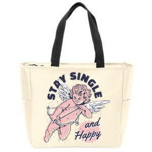 Stay Single And Happy Anti Valentines Day Cupid Zip Tote Bag