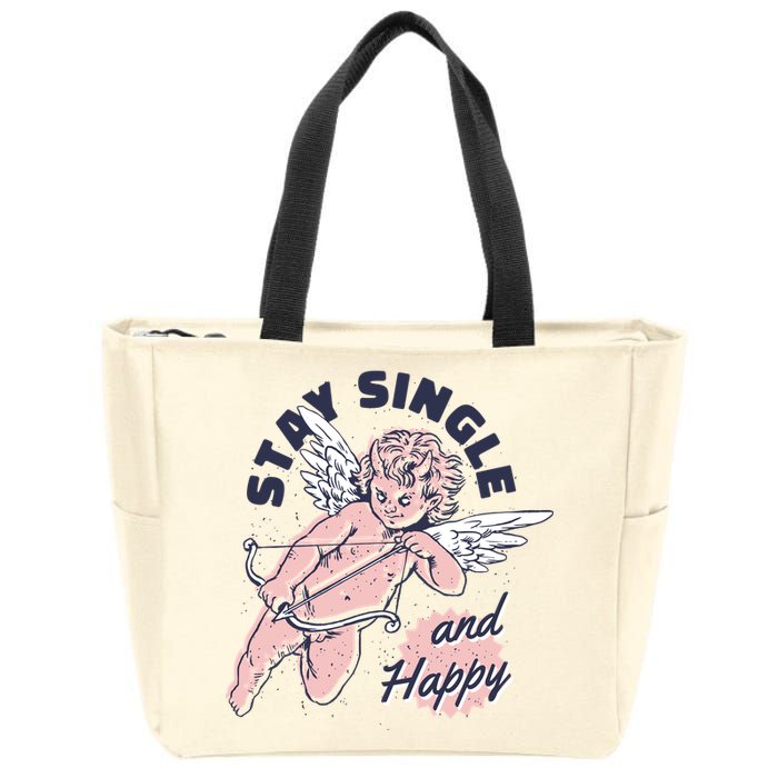 Stay Single And Happy Anti Valentines Day Cupid Zip Tote Bag