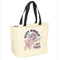 Stay Single And Happy Anti Valentines Day Cupid Zip Tote Bag