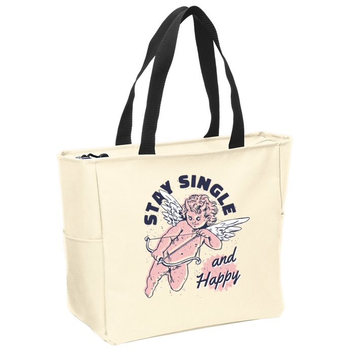 Stay Single And Happy Anti Valentines Day Cupid Zip Tote Bag