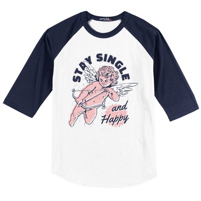 Stay Single And Happy Anti Valentines Day Cupid Baseball Sleeve Shirt