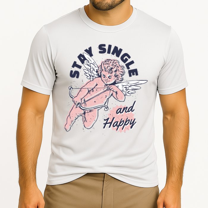 Stay Single And Happy Anti Valentines Day Cupid Cooling Performance Crew T-Shirt