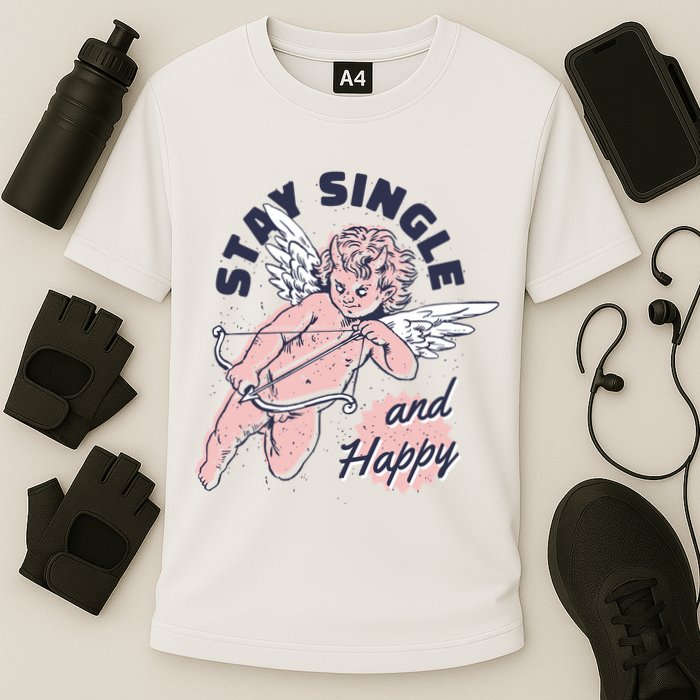 Stay Single And Happy Anti Valentines Day Cupid Cooling Performance Crew T-Shirt