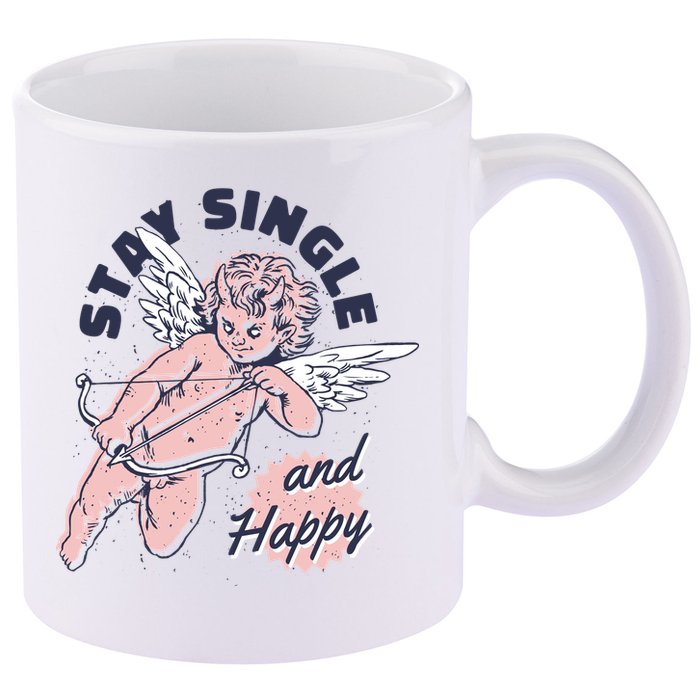 Stay Single And Happy Anti Valentines Day Cupid 11oz C Handle Ceramic Mug