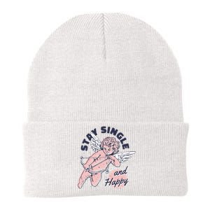 Stay Single And Happy Anti Valentines Day Cupid Knit Cap Winter Beanie