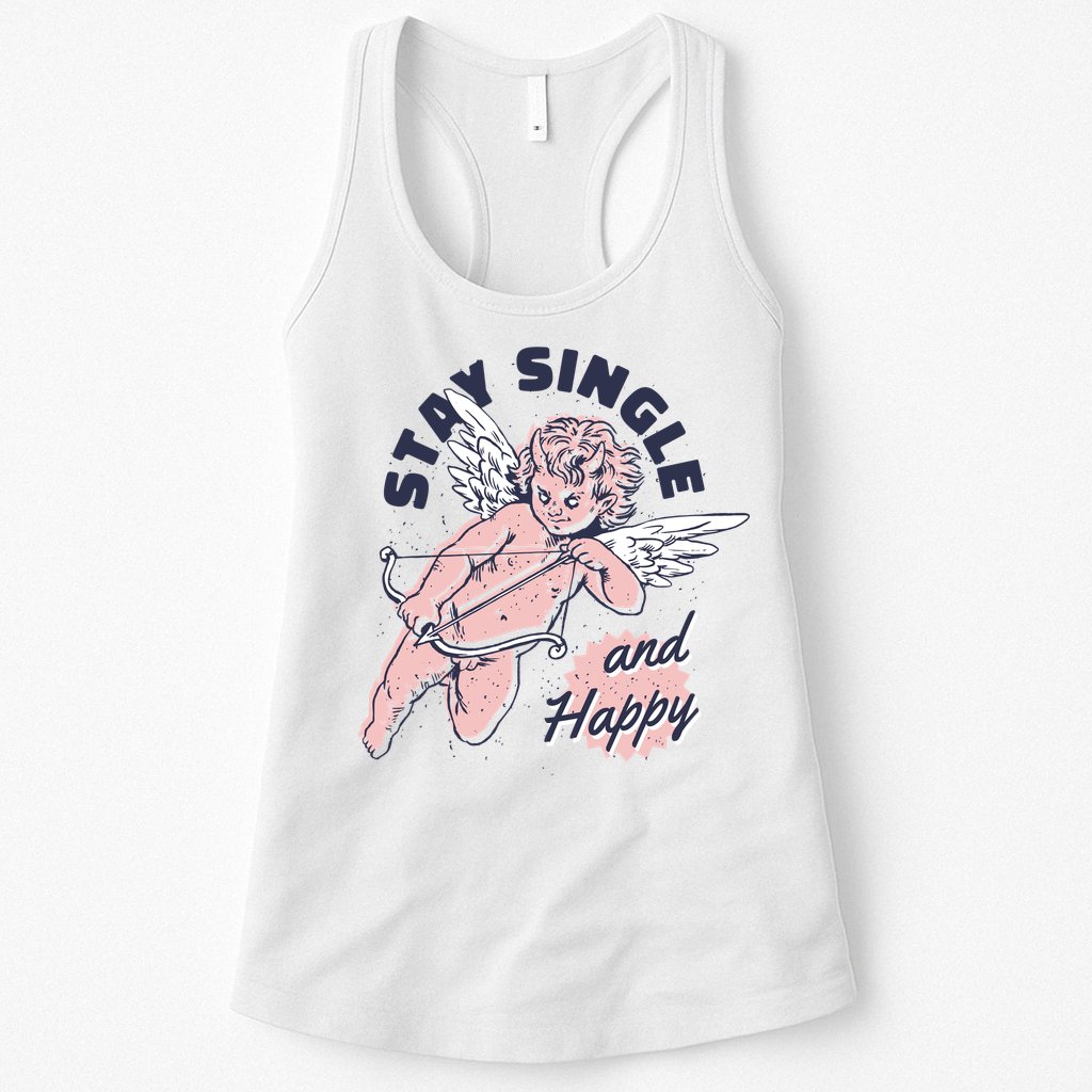 Stay Single And Happy Anti Valentines Day Cupid Womens Tank Top