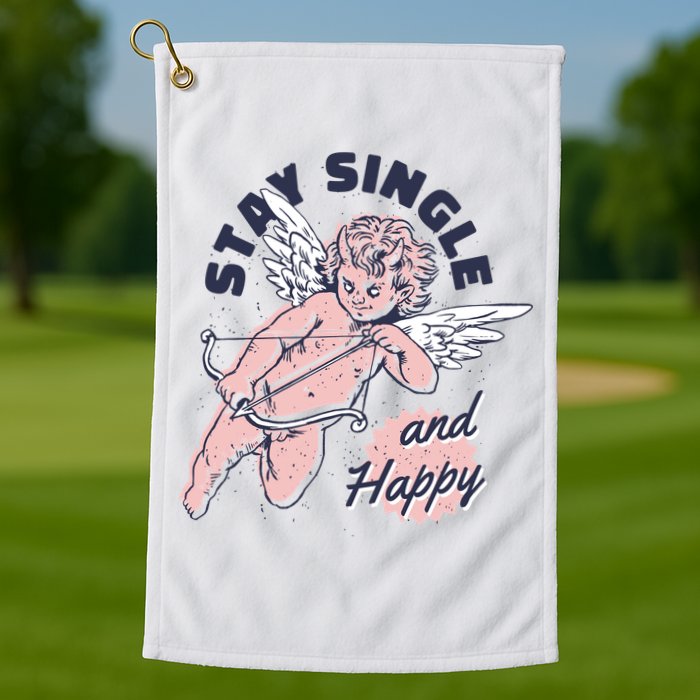 Stay Single And Happy Anti Valentines Day Cupid Golf Towel