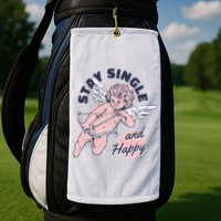 Stay Single And Happy Anti Valentines Day Cupid Golf Towel