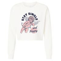 Stay Single And Happy Anti Valentines Day Cupid Cropped Pullover Crew