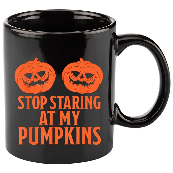 Stop Staring At My Pumpkins Halloween 2024 11oz C Handle Ceramic Mug