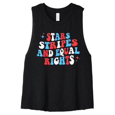 Stars Stripes And Equal Rights 4th Of July Wo's Rights Women's Racerback Cropped Tank