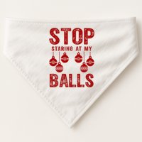 Stop Staring At My Balls Funny Xmas Christmas Ornaments USA-Made Doggie Bandana