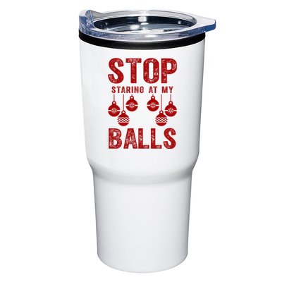 Stop Staring At My Balls Funny Xmas Christmas Ornaments Tumbler