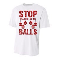 Stop Staring At My Balls Funny Xmas Christmas Ornaments Performance Sprint T-Shirt