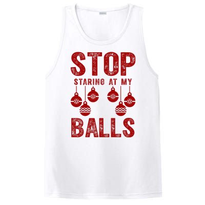 Stop Staring At My Balls Funny Xmas Christmas Ornaments PosiCharge Competitor Tank