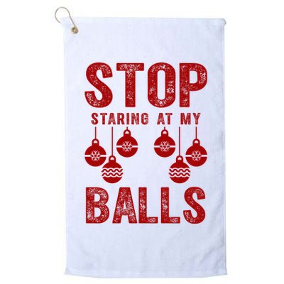 Stop Staring At My Balls Funny Xmas Christmas Ornaments Golf Towel