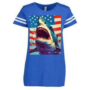 Stars Stripes and Sharks The Pop Art Patriotic Predator Enza Ladies Jersey Football T-Shirt