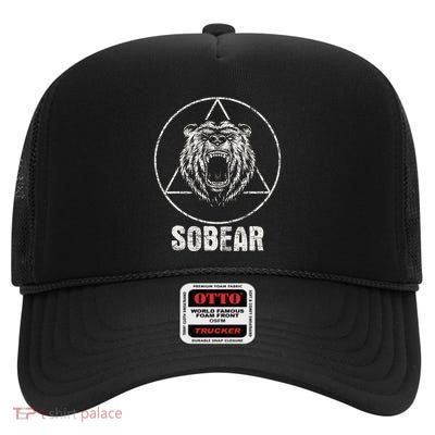 Sobear Sobriety Anniversary Sober Aa Na Recovery High Crown Mesh Back Trucker Hat