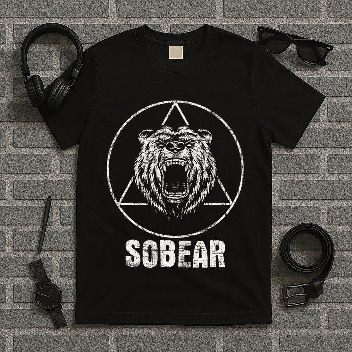 Sobear Sobriety Anniversary Sober Aa Na Recovery T-Shirt