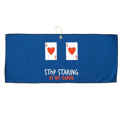 Stop Staring At My Cards Funny Poker Player Large Microfiber Waffle Golf Towel
