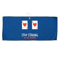 Stop Staring At My Cards Funny Poker Player Large Microfiber Waffle Golf Towel