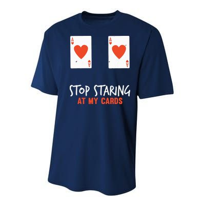 Stop Staring At My Cards Funny Poker Player Youth Performance Sprint T-Shirt