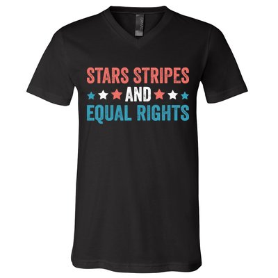 Stars Stripes And Equal Rights 4th Of July V-Neck T-Shirt