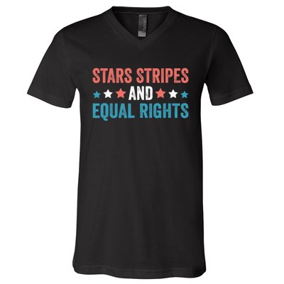 Stars Stripes And Equal Rights 4th Of July V-Neck T-Shirt