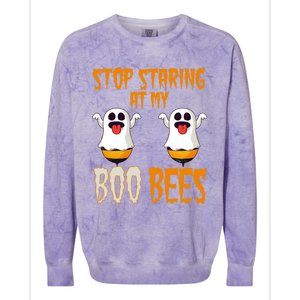 Stop Staring At My Boo Bees Matching Halloween Costume Gift Colorblast Crewneck Sweatshirt