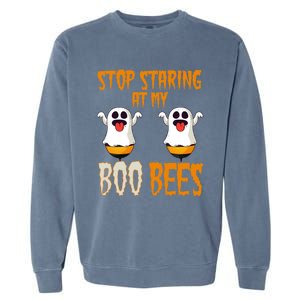 Stop Staring At My Boo Bees Matching Halloween Costume Gift Garment-Dyed Sweatshirt