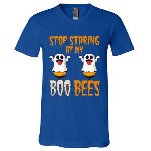 Stop Staring At My Boo Bees Matching Halloween Costume Gift V-Neck T-Shirt